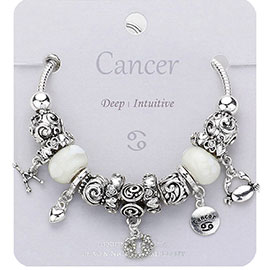 CANCER - Multi-Beads Zodiac Sign Charm Bracelet