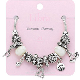 LIBRA - Multi-Beads Zodiac Sign Charm Bracelet