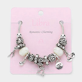 LIBRA - Multi-Beads Zodiac Sign Charm Bracelet