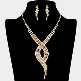 Swirl Rhinestone Paved Necklace