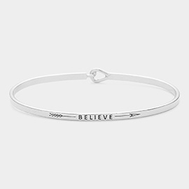 BELIEVE Message Thin Brass Metal Hook Bracelet