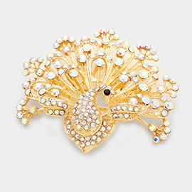 Crystal Stone Paved Peacock Pin Brooch