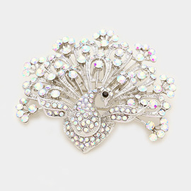 Crystal Stone Paved Peacock Pin Brooch