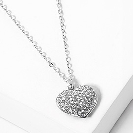 Pave heart pendant necklace