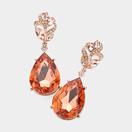 Glass Crystal Teardrop Dangle Evening Earrings