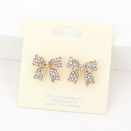 Pave bow stud earrings