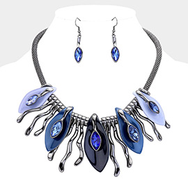 Glass Crystal Enamel Statement Necklace