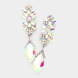 Marquise Glass Crystal Drop Evening Earrings