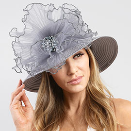 Pearl Cluster Embellished Flower Accented Dressy Hat