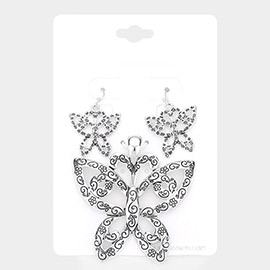 Patterned Butterfly Pendant Set