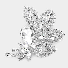 Glass Crystal Leaf Bouquet Brooch / Pendant