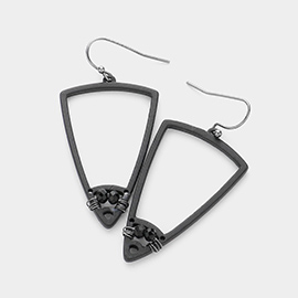 Triangle Shape Double Bead Matt Earrings