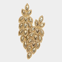 Crystal Stone Leaf Cluster Marquise Evening Earrings