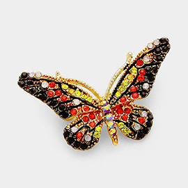 Crystal Rhinestone Pave Butterfly Pin Brooch