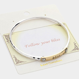 Bliss Message Two Tone Metal Bangle Bracelet