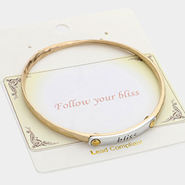 Bliss Message Two Tone Metal Bangle Bracelet