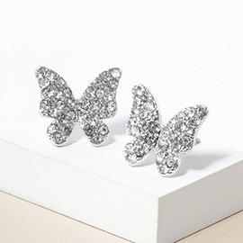 Rhinestone Paved Butterfly Stud Earrings