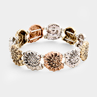 Embossed Metal Ammonite Stretch Bracelet