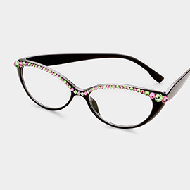 Crystal Detail Semi Cat Eyes Reading Glasses