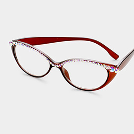 Crystal Detail Semi Cat Eyes Reading Glasses