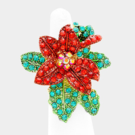 Christmas Poinsettia Flower Stretch Ring