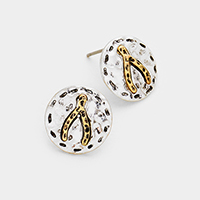 Metal Round Wishbone Stud Earrings