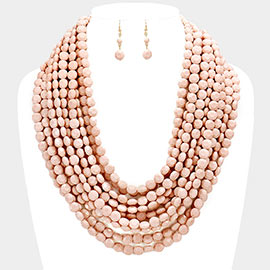 Multi Strand Faceted Round Beaded Necklace