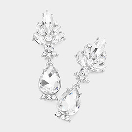 Marquise Glass Crystal Teardrop Dangle Evening Earrings