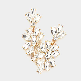 Marquise Glass Crystal Oval Cluster Vine Evening Earrings