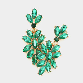 Marquise Glass Crystal Oval Cluster Vine Evening Earrings