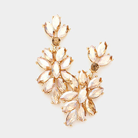 Marquise Glass Crystal Oval Cluster Vine Evening Earrings