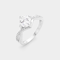 Twisted White Gold Plated CZ Ring