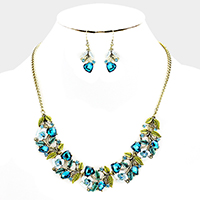 Stone Flower Leaf Statement Necklace