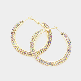 Crystal Rhinestone 2 Inch Hoop Earrings