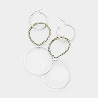 Beaded Metal Hoop Link Pin Catch Earring