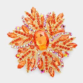 Glass Crystal Flower Brooch / Pendant