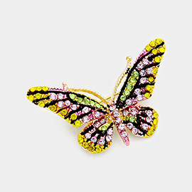 Crystal Rhinestone Paved Butterfly Pin Brooch