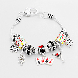 Multi Bead Card Suits Charms Bracelet