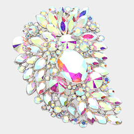 Oversize Multi Stone Floral Pin Brooch