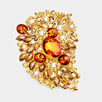 Oversize Multi Stone Floral Pin Brooch