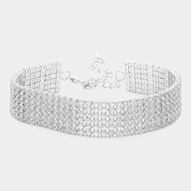 6 Rows Pave CZ Tennis Evening Bracelet