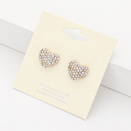 Pave Crystal Rhinestone Heart Stud Earrings