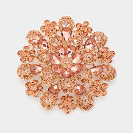 Oversized Flower Crystal Pave Pin Brooch