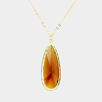 Semi Precious Teardrop Pendant Necklace