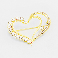 Stone Trimmed Heart Pin Brooch