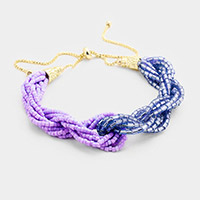 Braided Two Tone Beaded Cinch Bracelet