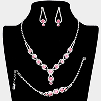 3PCS Rhinestone Bubble Necklace Jewelry Set