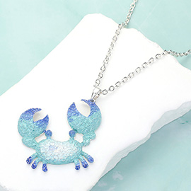 Crab Colored Metal Pendant Necklace