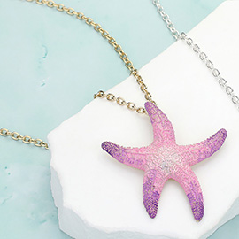 Starfish Colored Metal Pendant Necklace