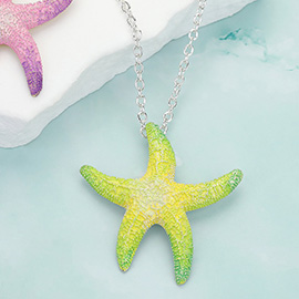 Starfish Colored Metal Pendant Necklace